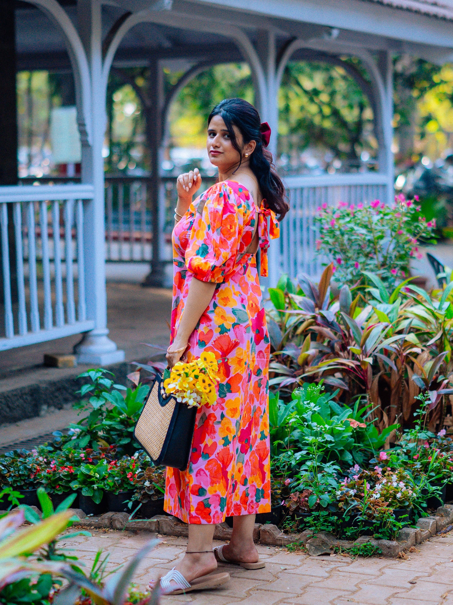 Cotton backless dress