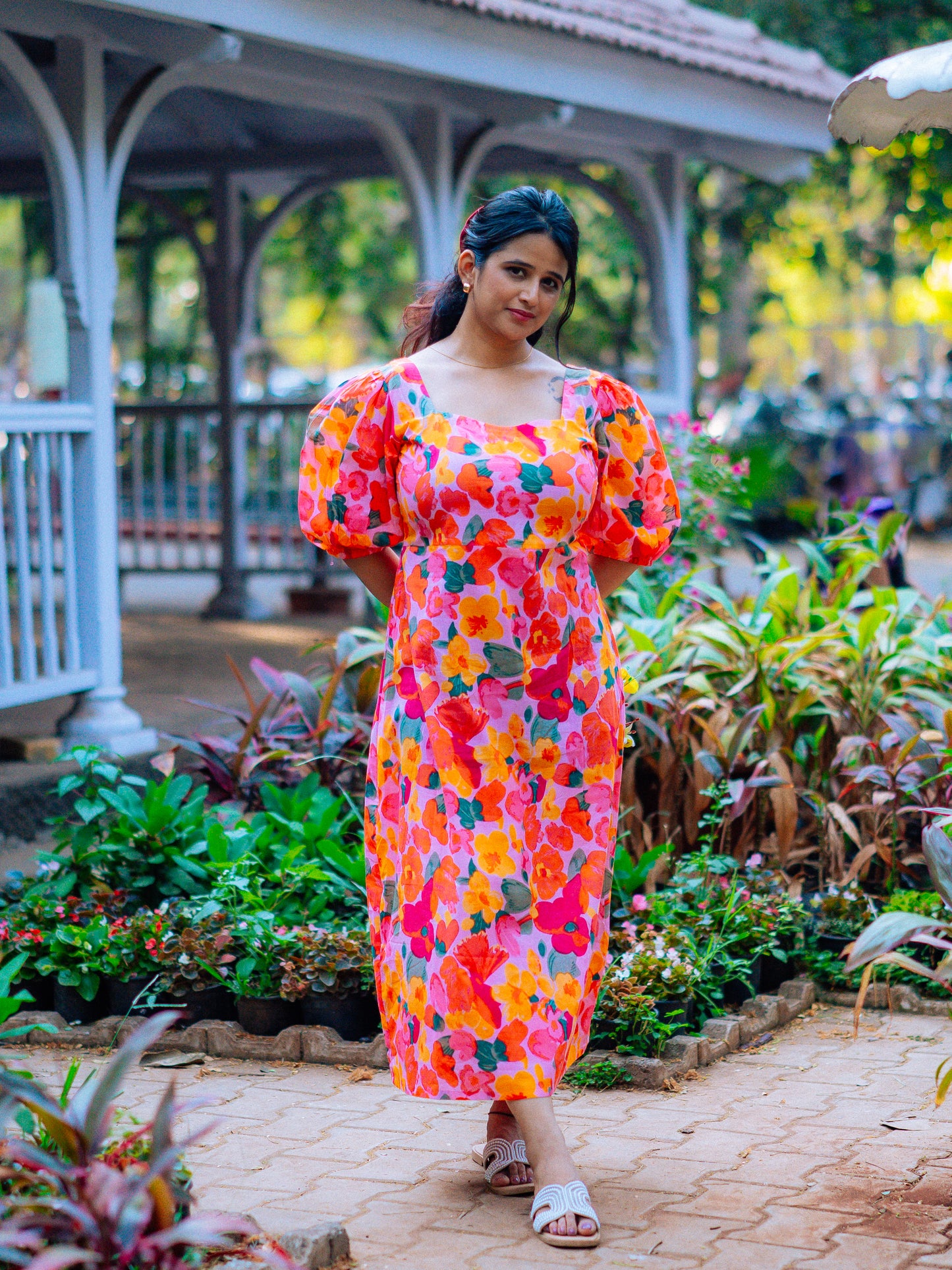 Cotton backless dress