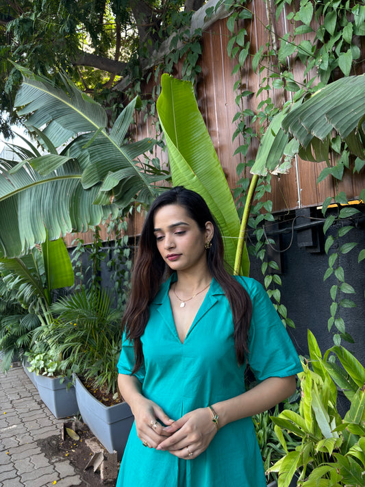Turquoise colour  cotton dress