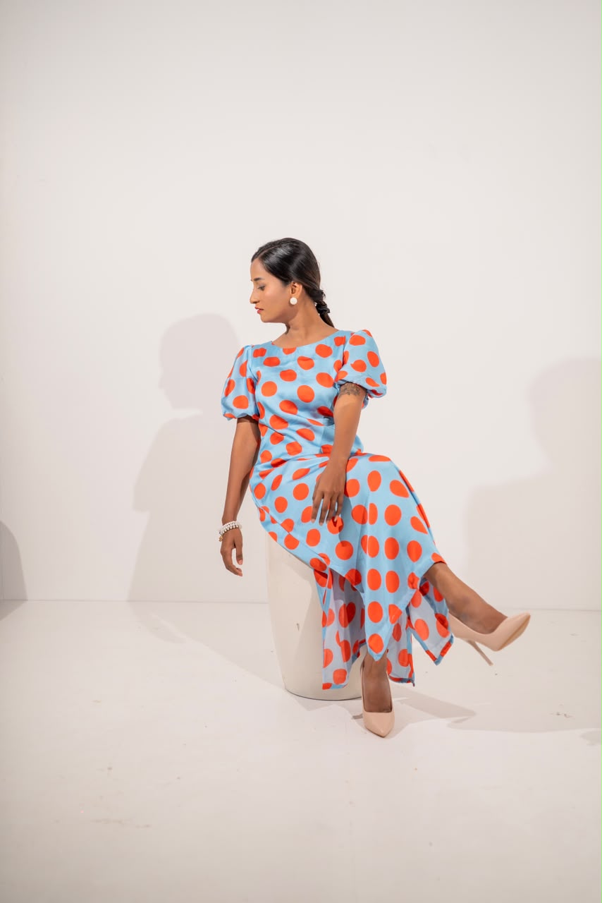 Retro Polka Dot Maxi Dress.