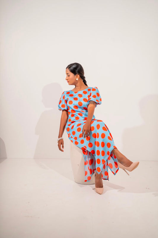 Retro Polka Dot Maxi Dress.