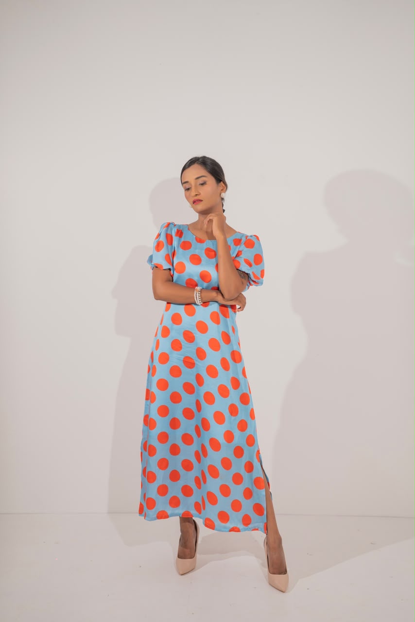 Retro Polka Dot Maxi Dress.